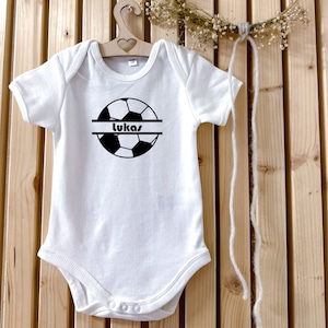 Babybody Fotboll - Personlig med namn - Personlig presentsparkdräkt för nyfödd kortärmad
