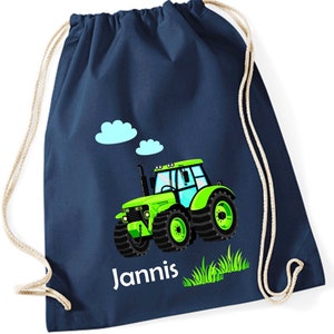 Tractor gym bag children personalized with name - fabric bag backpack boys printed - daycare kindergarten cotton bag change of laundry