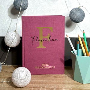 Libro de la Amistad Escolar - Personalizado con Nombre - Libro de la Amistad Letra Nombre - Álbum de Poesía Niñas - Unicornio Unicorn Inlet