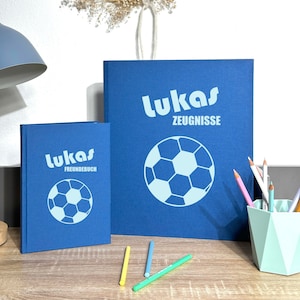 Classeur de certificats d'amitié pour l'école - personnalisé avec le nom - classeur d'amitié et de football - album de poésie pour garçons avec classeur