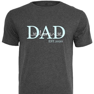T-shirt PAPA Est personalized with name | Dad shirt with date | multicolored print with glossy or matte gold silver turquoise