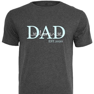 T-shirt PAPA Est personalized with name | Dad shirt with date | multicolor print with glossy or matte gold silver turquoise