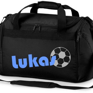 Sports Bag with Name Football Printed Kids Travel Bag Girl Boy Blue Black Pink schwarz