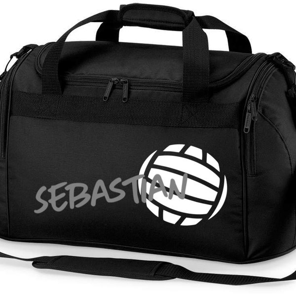 Sporttasche mit Namen | Motiv Volleyball für Kinder bedruckt | robuste Reisetasche mit Tragegurt personalisiert mit Namensdruck