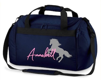 Riding bag personalized with name print | Motif rearing horse with name | Carrying and sports bag for girls for riding