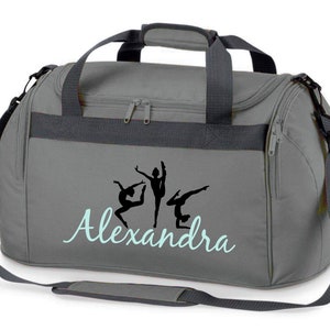 Sports bag with names for girls Motif gymnastics as a gymnast including name print personalized Travel bag in purple, pink or Grey