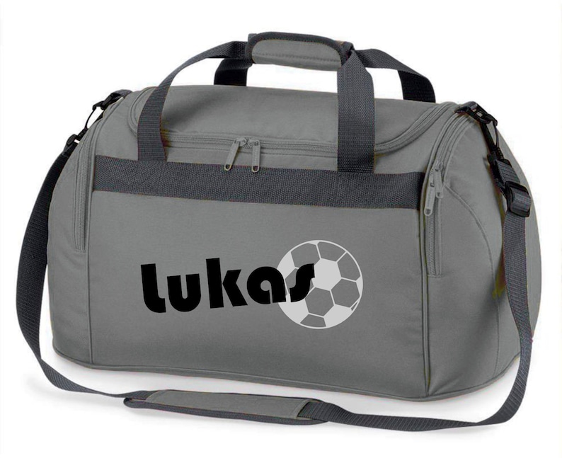 Sporttasche mit Namen, Fußball, bedruckt, für Kinder, Reisetasche, Mädchen, Junge, blau, schwarz, pink Bild 9