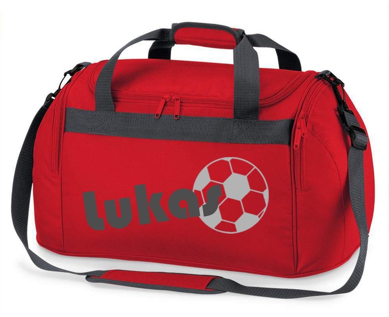 Sac de sport avec nom Football imprimé sac de voyage pour enfants fille garçon bleu noir rose rot