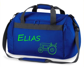 Sports bag with name for children | Motif tractor bulldog | Boys crossbody travel bag