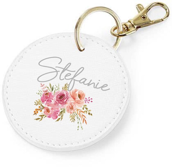 Portachiavi Personalizzato A Cuore Con Nome E Iniziale - Ecopelle Rosa Con Moschettone - 2
