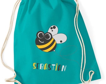 Turnbeutel mit Namen Biene Sportbeutel Schuhbeutel für Kinder