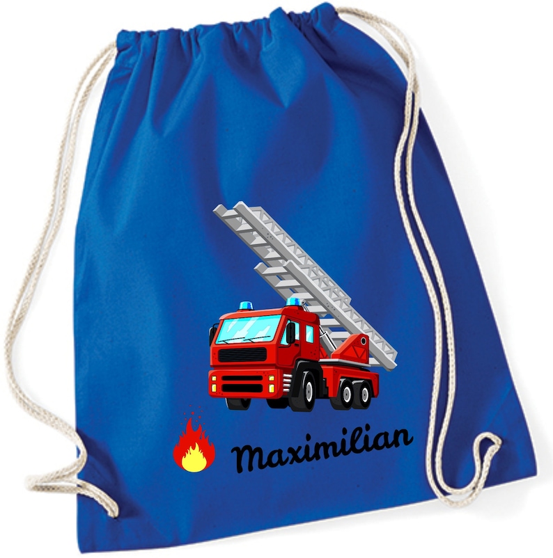 Rucksack mit Namen für Jungs Motiv Feuerwehr Flamme Cooler Kindergartenrucksack inkl Wunschname & Brustgurt hellblau dunkelblau rot pink Bild 5
