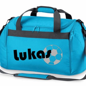 Sporttasche mit Namen, Fußball, bedruckt, für Kinder, Reisetasche, Mädchen, Junge, blau, schwarz, pink Bild 7