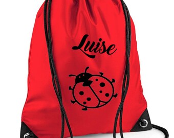 Gym bag with name, ladybug, *ACTION*