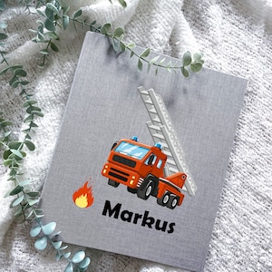 Cartella per certificati personalizzata per bambini con nome - cartella per certificati a forma di camion dei pompieri con fiamma per ragazzi - cartella per certificati regalo per l'iscrizione a scuola per bambini in età scolare