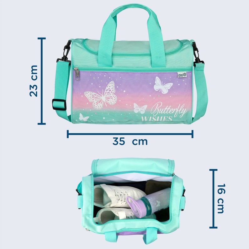 Sports bag girls Personalized with name Butterfly in pastel Small travel bag children's bag image 3