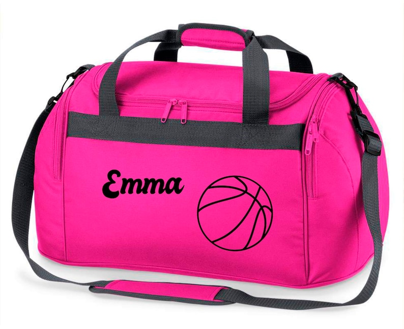 Nom du sac de sport Basket-ball Imprimé Enfants Sac de voyage Filles Garçons Bleu Noir Rose pink