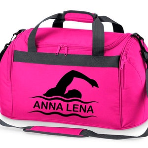 Sporttasche Schwimmen für Kinder Personalisierbar mit Name Schwimmtasche Duffle Bag für Mädchen und Jungen pink