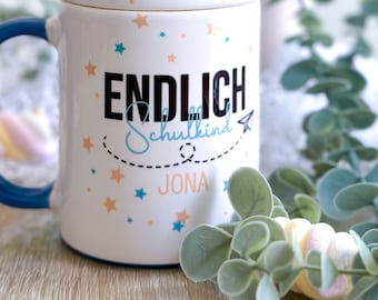 Personalisierte Tasse zum Schulanfang Schulkinder | mit Name | Endlich Schulkind