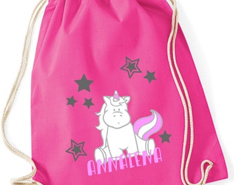 Gym bag with name sports bag unicorn