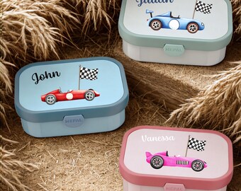 Lancheira personalizada, lancheira infantil Mepal com vários compartimentos, lancheira com nome, à prova de vazamentos e sem BPA, caixa Bento de carro de corrida colorido