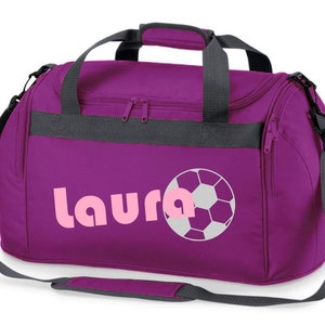 Sac de sport avec nom Football imprimé sac de voyage pour enfants fille garçon bleu noir rose lila