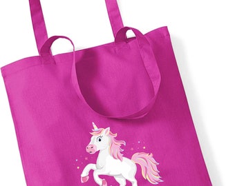 Jutebeutel Einhorn mit eigenem Namen bedruckt | große Stofftasche Baumwolle Unicorn | Personalisierter Kitabeutel Wechselwäsche Mädchen