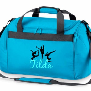 Sporttasche mit Namen für Mädchen | Motiv Turnen & Gymnastik als Turnerin inkl. Namensdruck personalisiert | Reisetasche in lila, pink oder