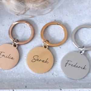 minimutz keychain personalized with name in rose gold | Round pendant for keys keychain with engraving girls boys rose gold