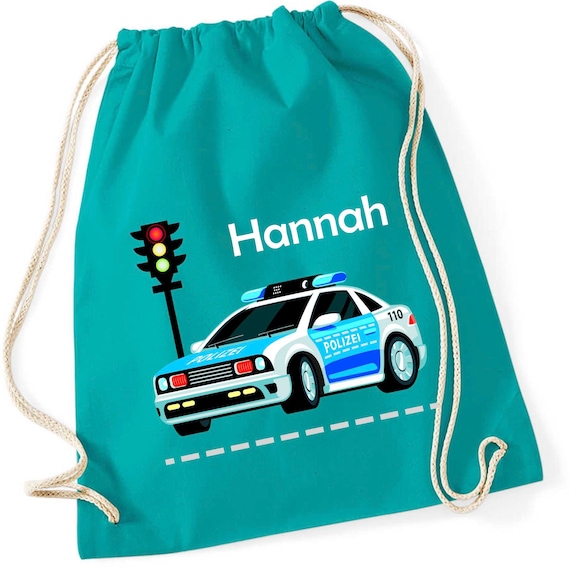 Sac De Sport De Police Pour Enfants Personnalisé Avec Nom - Sac En Tissu Sac à Dos De Voiture De Police Pour Garçons Imprimé - Sac En Coton Vêtements De Rechange Sport