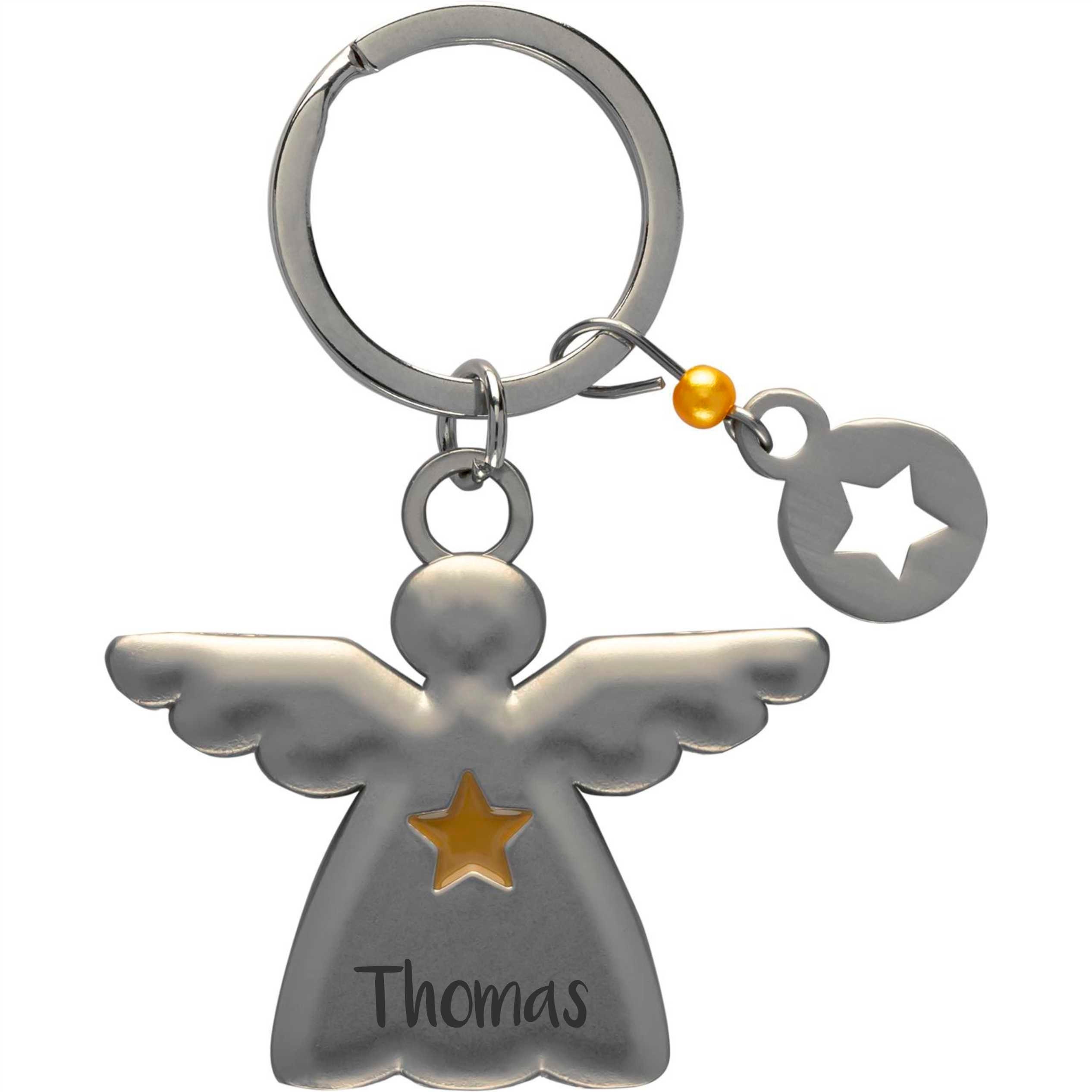 TMT Personalisierte Schlüsselanhänger mit Gravur, Schutzengel  Schlüsselanhänger mit Namen, Glücksbringer Auto Schlüsselanhänger  personalisiert
