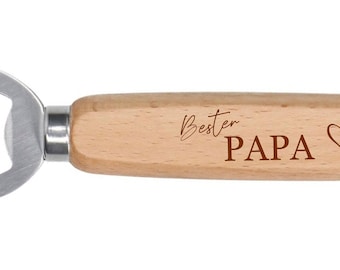 Personalisierter Flaschenöffner aus Holz "bester Papa" | Kapselheber mit Gravur | Geschenk für Männer zum Vatertag & Geburtstag