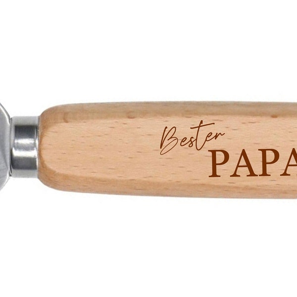 Personalisierter Flaschenöffner aus Holz "bester Papa" | Kapselheber mit Gravur | Geschenk für Männer zum Vatertag & Geburtstag