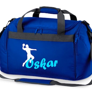 Sporttasche mit Namen bedruckt für Kinder | Personalisierbar mit Motiv Handball | Reisetasche für Mädchen Jungen | Handballspieler Sport