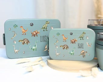 Mepal gepersonaliseerde lunchbox, kinderlunchbox met veel vakken, bentobox met naam, Take a Break bentobox met dinosaurus T-Rex voor jongens