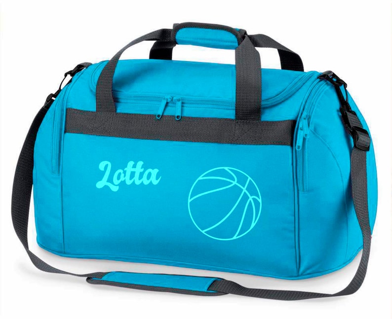 Nom du sac de sport Basket-ball Imprimé Enfants Sac de voyage Filles Garçons Bleu Noir Rose türkis