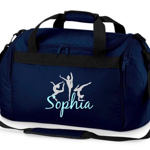 Sporttasche mit Namen für Mädchen Motiv Turnen & Gymnastik als Turnerin inkl. Namensdruck personalisiert Reisetasche in lila, pink oder Dunkelblau