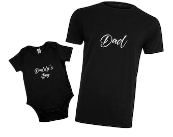 personalisierter Babybody + T-Shirt | Dad & Daddys girl / boy im Set | Dad-shirt als Geschenk im set mit Strampler als Partnerlook