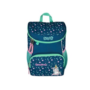 Small kindergarten backpack in turquoise with name | Unicorn Mia Magic for girls | Small backpack with chest strap, padded mesh pockets