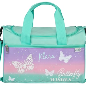 Sports bag girls Personalized with name Butterfly in pastel Small travel bag children's bag image 2