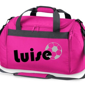 Borsa sportiva con nome Calcio stampato Borsa da viaggio per bambini Ragazza Ragazzo Blu Nero Rosa pink