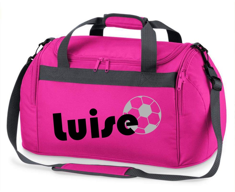 Borsa sportiva con nome Calcio stampato Borsa da viaggio per bambini Ragazza Ragazzo Blu Nero Rosa pink