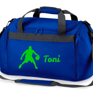 Sac de sport avec nom imprimé pour enfant Personnalisable avec un joueur de basket Sac de voyage sac de voyage pour filles et garçons Des sports royalblau