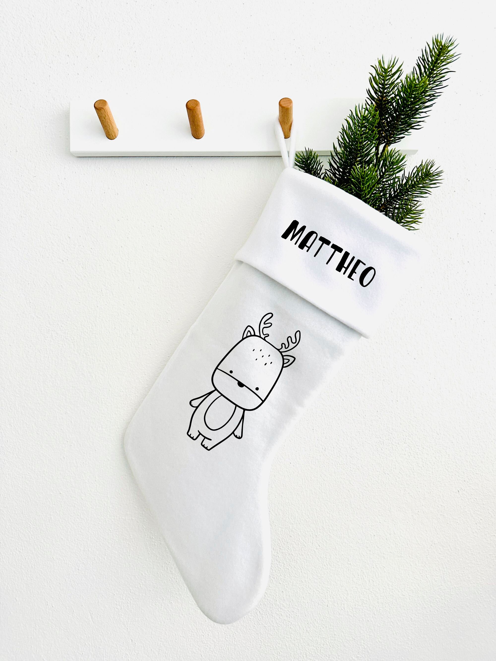 Personalisiert Nikolausstrumpf Mit Namen - Weihnachtsstiefel 45cm Grau Zum Befüllen