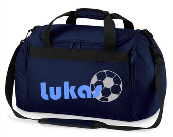 Sac de sport avec nom Football imprimé sac de voyage pour enfants fille garçon bleu noir rose