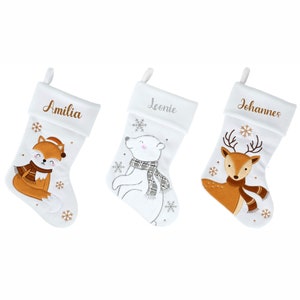 Children&#39;s Santa Claus stocking to fill | Personalized Christmas sock with name | Santa Claus boot to hang in white