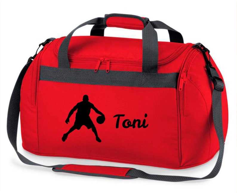 Sac de sport avec nom imprimé pour enfant Personnalisable avec un joueur de basket Sac de voyage sac de voyage pour filles et garçons Des sports image 5