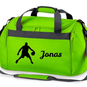 Sporttasche mit Namen bedruckt für Kinder | Personalisierbar mit Basketballspieler | Reisetasche Duffle Bag für Mädchen und Jungen | Sport