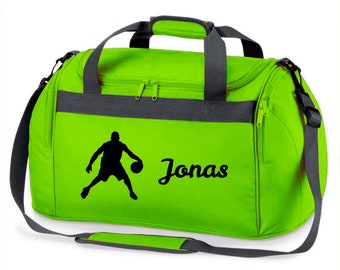 Sports bag with name printed for children | Customizable with Basketball Player | Travel bag duffle bag for girls and boys | Sports