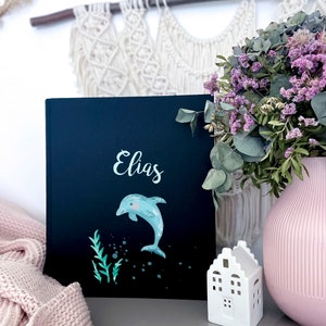 Personalisierte Zeugnismappe Kinder mit Name - Zeugnisordner Tier Delfin Mädchen Jungen - Urkundenmappe Geschenk Einschulung Schulkind